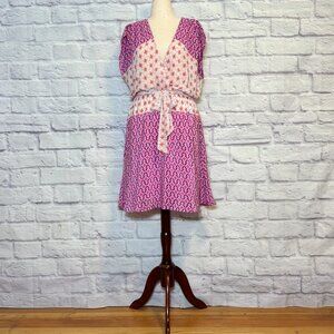 Presley Skye Pink Silk Geometric Print Knee-Length Dress